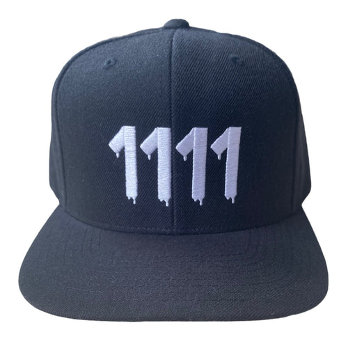 BLACK SNAPBACK HAT/1111 IN WHITE - AngelNumbersMerch