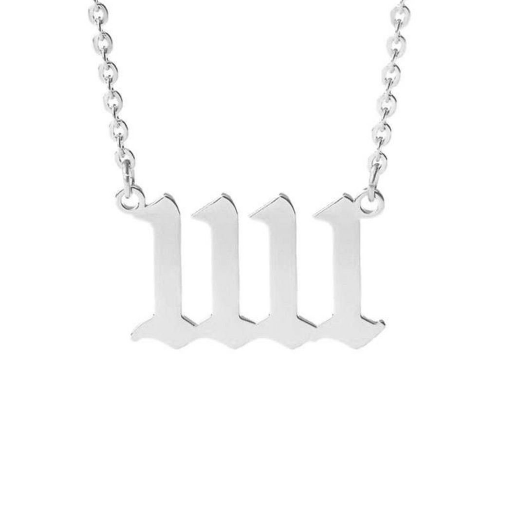 1111 silver angel number necklace