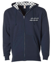 Load image into Gallery viewer, 222 / Navy Blue Unisex Angel Number Hoodie from Angel Numbers Merch Official, representing balance &amp; trust in the universe.
