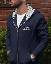 Load image into Gallery viewer, 222 / Navy Blue Unisex Angel Number Hoodie from Angel Numbers Merch Official, representing balance &amp; trust in the universe.
