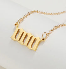 Load image into Gallery viewer, Gold 000 Angel Number Necklace from Angel Numbers Merch Official, symbolizing infinite potential and fresh starts.
