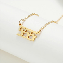 Load image into Gallery viewer,  Gold 555 Angel Number Necklace from Angel Numbers Merch Official, symbolizing transformation, growth, and new beginnings.

