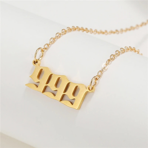  Gold 999 Angel Number Necklace from Angel Numbers Merch Official, symbolizing endings, new cycles, and personal transformation.
