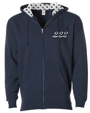 Load image into Gallery viewer, navy 222 hoodie with zipper

