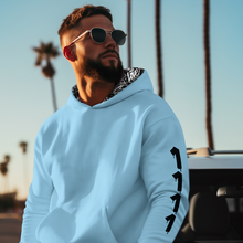 Load image into Gallery viewer, Angel Number 1111 Light Blue Hoodie
