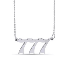 Load image into Gallery viewer, silver 777 angel number necklace
