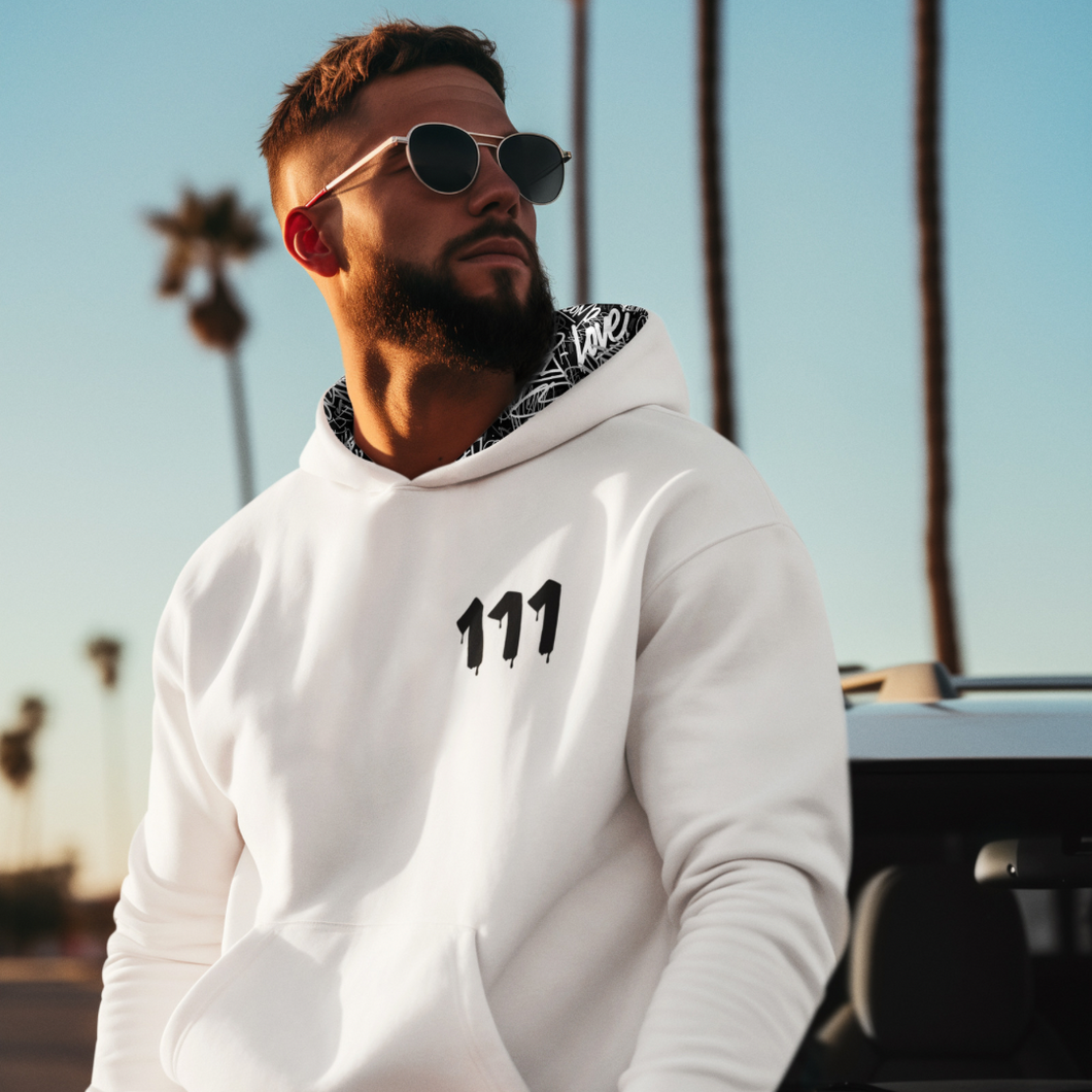 WHITE HOODIE/111 IN BLACK