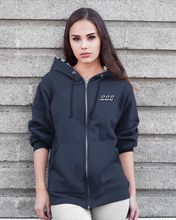 Load image into Gallery viewer, navy 222 hoodie with zipper woman
