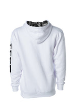 Load image into Gallery viewer, 1111  White Angel Number Hoodie from Angel Numbers Merch Official, representing synchronicity &amp; spiritual alignment. Back View
