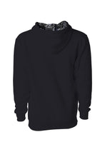 Load image into Gallery viewer, Black hoodie with 111 Angel Number design from Angel Numbers Merch Official, symbolizing new beginnings &amp; manifestation. Back View
