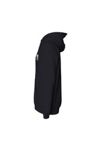 Load image into Gallery viewer, Black hoodie with 111 Angel Number design from Angel Numbers Merch Official, symbolizing new beginnings &amp; manifestation. Side View

