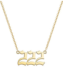 Load image into Gallery viewer,  Gold 222 Angel Number Necklace from Angel Numbers Merch Official, symbolizing balance, faith, and harmony in life.
