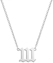 Load image into Gallery viewer,  Silver 111 Angel Number Necklace from Angel Numbers Merch Official, symbolizing fresh starts and manifestation.

