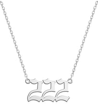 Load image into Gallery viewer,  Silver 222 Angel Number Necklace from Angel Numbers Merch Official, symbolizing balance, faith, and harmony in life.
