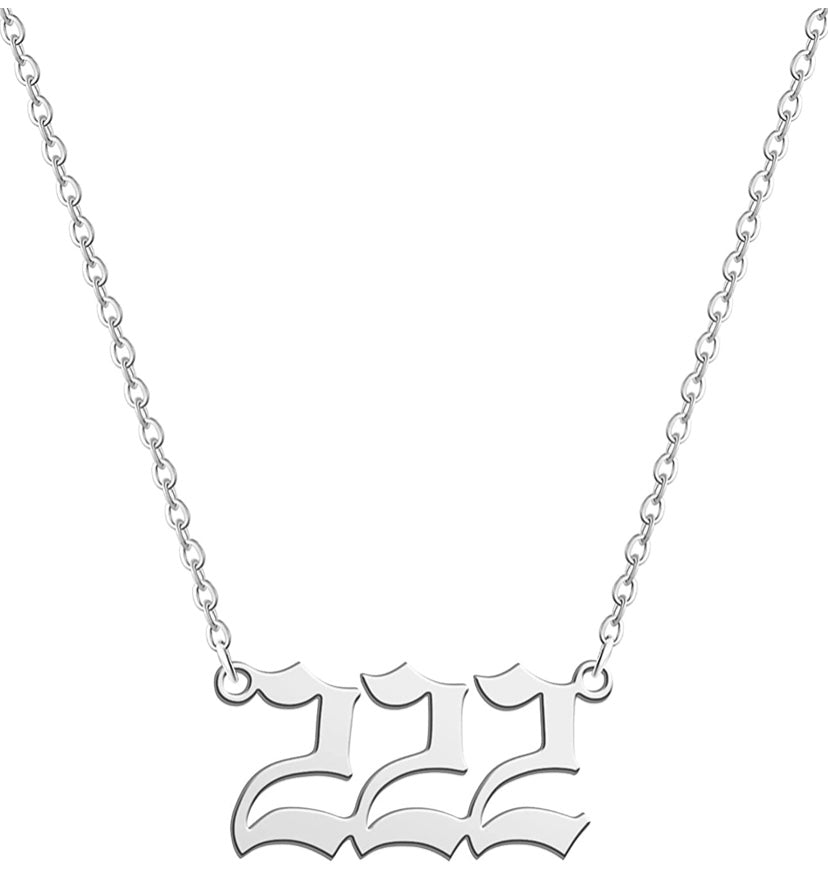  Silver 222 Angel Number Necklace from Angel Numbers Merch Official, symbolizing balance, faith, and harmony in life.