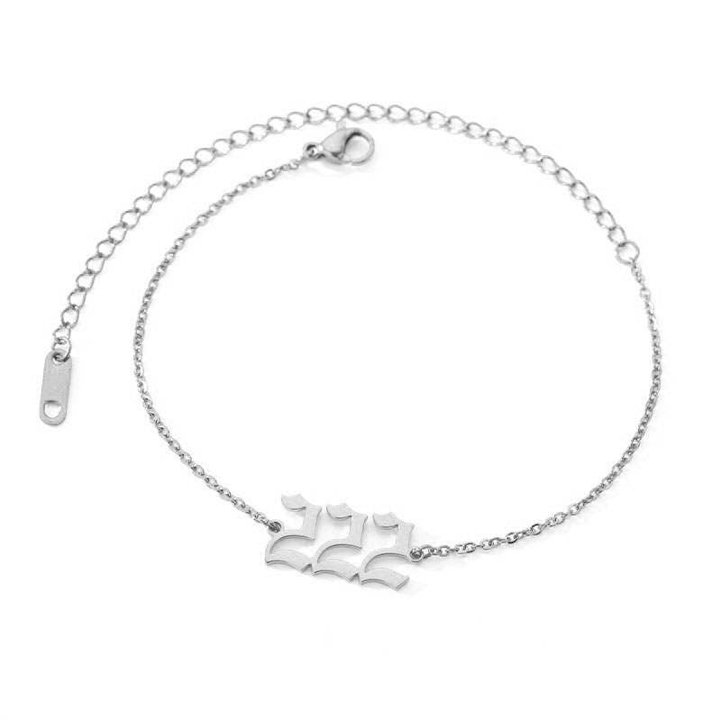  Silver 222 Angel Number Ankle Bracelet from Angel Numbers Merch Official, representing balance, trust, and inner peace.
