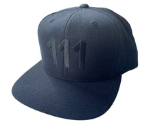 Load image into Gallery viewer, BLACK SNAPBACK HAT/111 IN BLACK - AngelNumbersMerch
